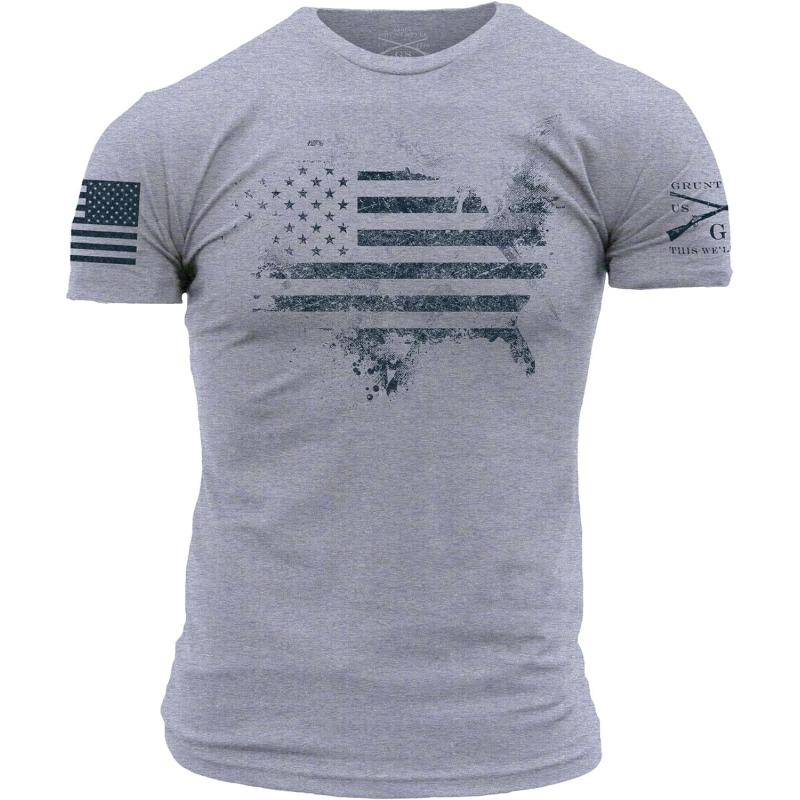 Grunt Style American Acid Men’s T-Shirt(Heather Grey) - Grunt Style