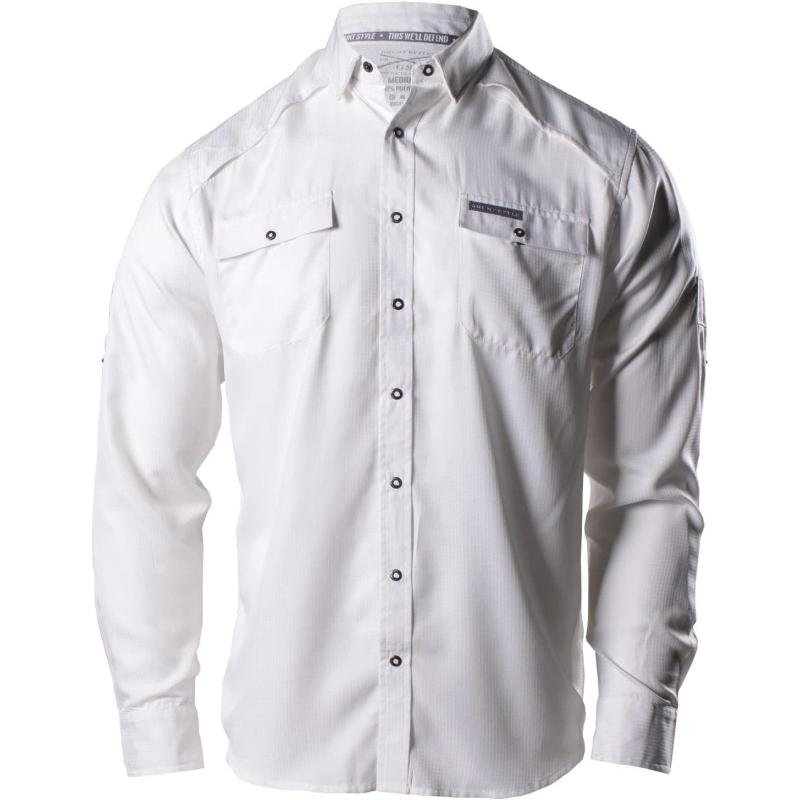 Grunt Style Fishing Shirt Long Sleeve Button Down(White) - Grunt Style