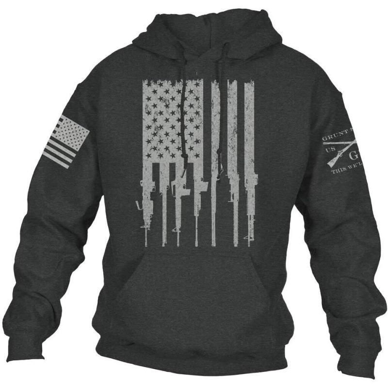 Grunt Style Rifle Flag 2.0 – Men’s Hoodie(Dark Heather) - Grunt Style