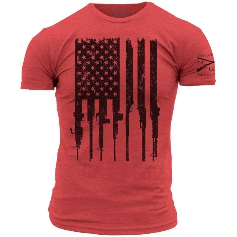 Grunt Style Rifle Flag Men’s T-Shirt(Red) - Grunt Style