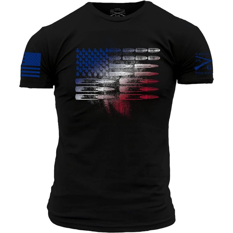 Grunt Style USA Ammo Flag Men’s T-Shirt(Black) - Grunt Style