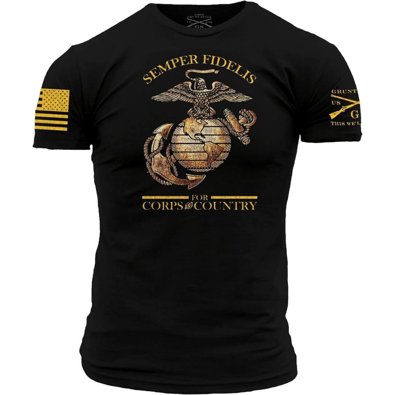 Grunt Style Usmc For Country, & Corps Men’s T-shirt(black) - Grunt Style